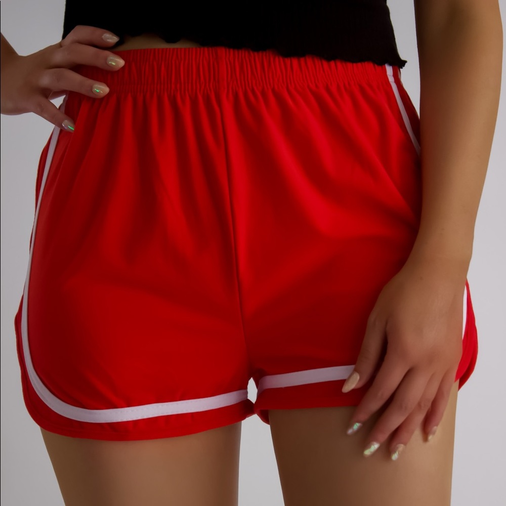 Dolphin Hem Shorts - Coral Red - Picture 3 of 5